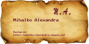 Mihalko Alexandra névjegykártya